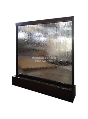 流水玻璃水帘成品水景水幕玻璃墙极简软装大型办公室水系景观