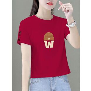 纯棉短袖潮流T恤女夏装新款气质简约休闲韩版宽松百搭上衣ins