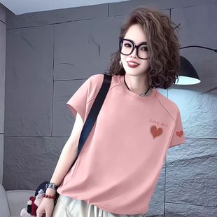减龄气质设计感韩版 纯棉短袖 新款 大码 休闲简约体恤上衣 T恤女夏装