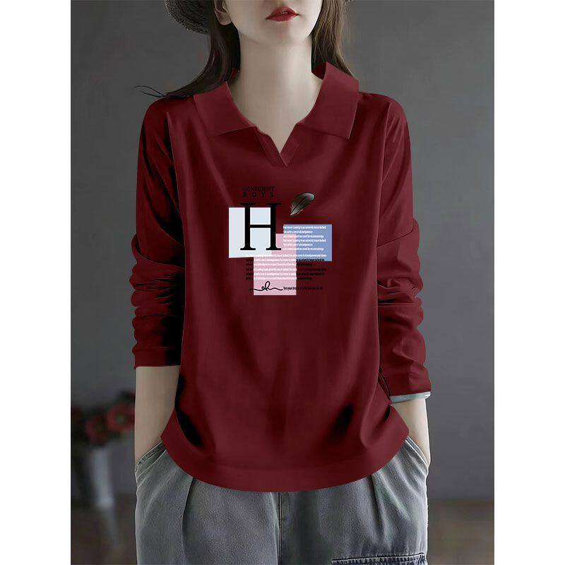 纯棉长袖潮流T恤女秋冬新款休闲百搭遮肉时尚内搭洋气上衣打底衫