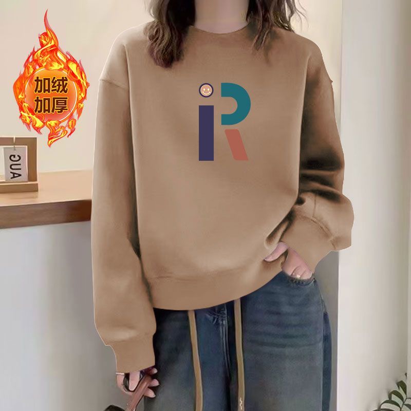 加绒加厚短款卫衣女秋冬新款