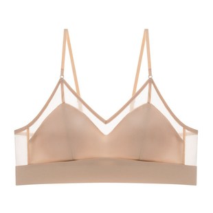 唐格真丝内衣女无钢圈舒s适美背夏季 三角杯小胸细肩带文 薄款 法式