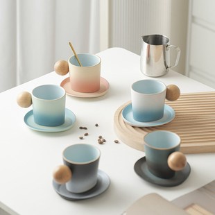 高档精致高w颜值马克杯下午茶家用办公杯轻奢杯 陶瓷咖啡杯碟套装