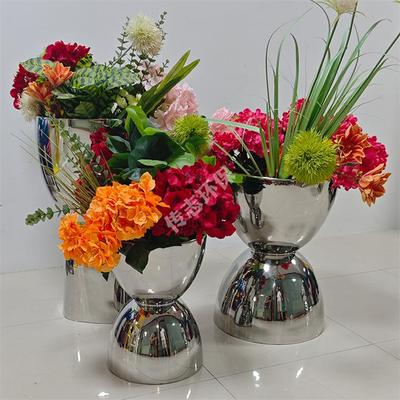 室内酒店商场写字楼企业镜面拉丝模具冲压不锈钢花盆花钵容器装饰