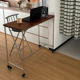 复古创意电脑桌客厅隔断吧台桌简约不锈钢办公书桌家用靠墙高脚桌