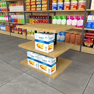 超市中岛流水展示台堆头货架粮油牛奶饮料促销 便利店陈列地堆展架