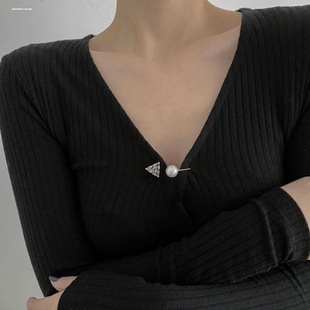 简约防走光胸针女百搭胸花开衫 时尚 V领别针固定衣服领口扣针