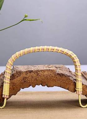 提梁壶提手茶具配件陶瓷壶玻璃煮茶壶竹根把手日式茶叶壶手柄零配