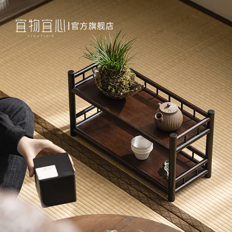 竹制双层壶架茶杯架子茶具收纳架紫砂壶摆放架功夫茶具茶壶置物架