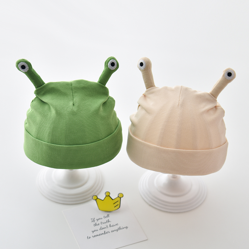 婴儿帽子春秋款可爱触角胎帽纯棉新生儿婴幼儿0-3月8宝宝护囟门帽