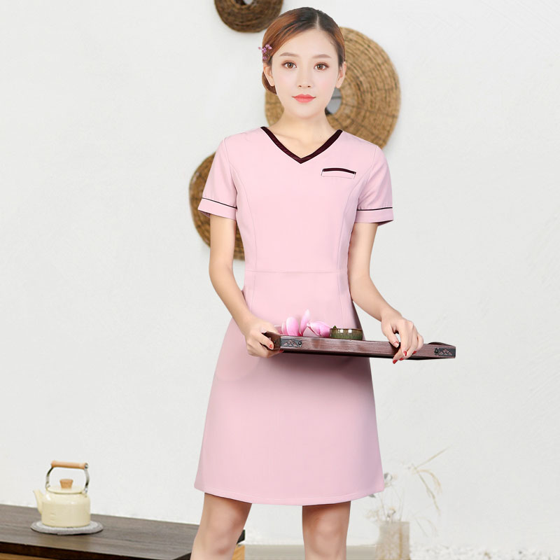 美容师工作服女高端夏季化妆品时尚气质养生馆spa美容院连衣裙