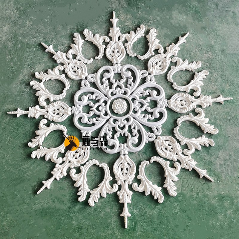 拼花组合aPU灯盘圆形欧式吊顶灯池造型装饰雕花吊灯底座灯座仿石