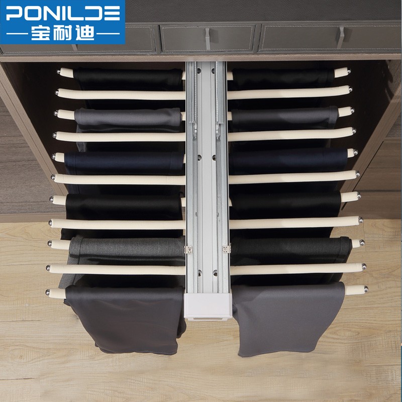 裤架伸缩衣d柜家用内置多功能伸缩抽拉顶装裤架滑轨裤抽挂衣柜配