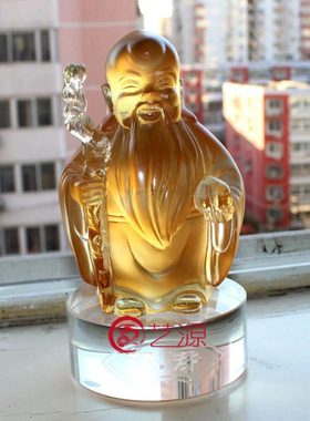 艺源琉璃添寿寿桃工艺品老寿星公摆件高档创意送长辈老人生日礼品