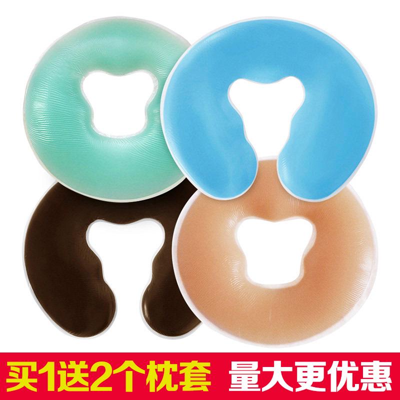 美容院趴枕脸垫硅胶枕q枕套趴趴枕推背美容床U型枕硅胶枕头圆形枕