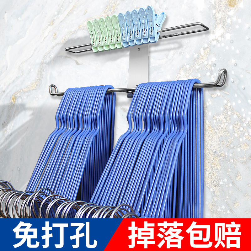 挂钩不锈钢免打孔强力粘胶厨房墙A壁挂承重粘钩衣架收纳整理架神