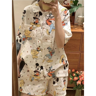 新品2026睡衣女可爱卡通短袖短裤家居服夏季套装宽松可外穿夏季