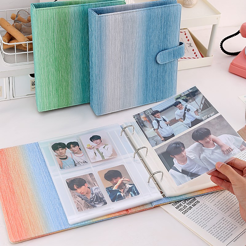 大A5条纹搭扣卡册爱豆专辑小卡明信片生写收纳册活页三孔卡册内页