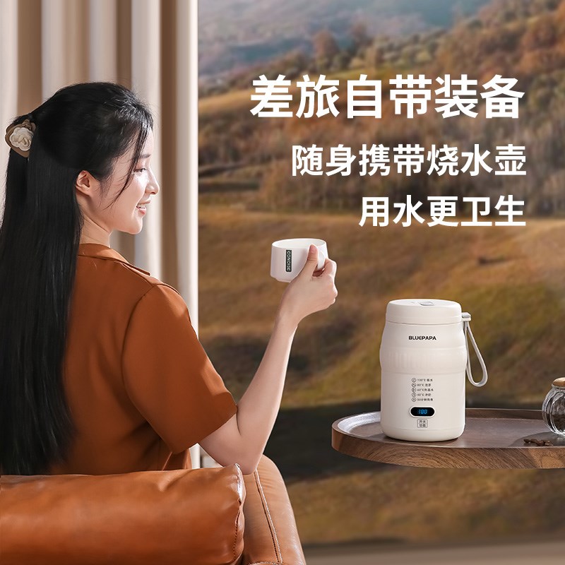 便携式烧水杯家用旅行户外办公室小型可加热保温杯电热水杯电炖杯