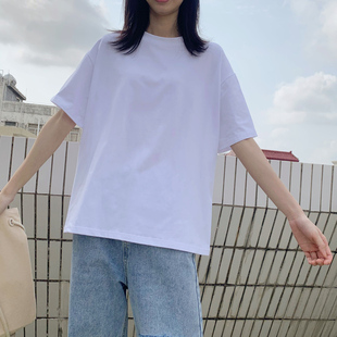 2025休闲棉质宽松不透薄款 白色t恤女短袖 学生内搭体恤上衣百搭夏