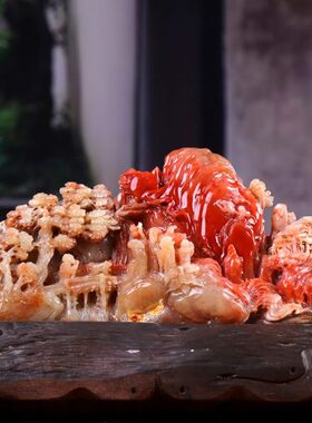 湘崎雀寿山石江南水乡摆件风景禅意办公室桌面开业乔迁送礼工艺品