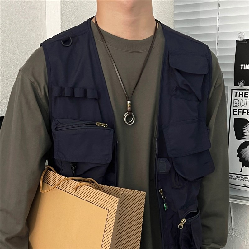 ACC  日式复古项链男生Vintage皮革小众设计个性高级感穿搭毛衣链