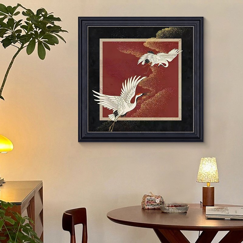 喜上眉梢中古风餐厅装饰画床头背景墙挂画美式复古油画卧室壁画