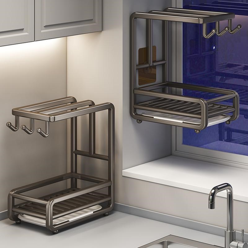 抹布架厨房置物架沥水架免t打孔毛巾用品洗碗布水槽海绵专用收纳