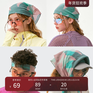 瞬时山野Monterest户外苎麻棉多造型叠带花纹图案GD风格头戴方巾
