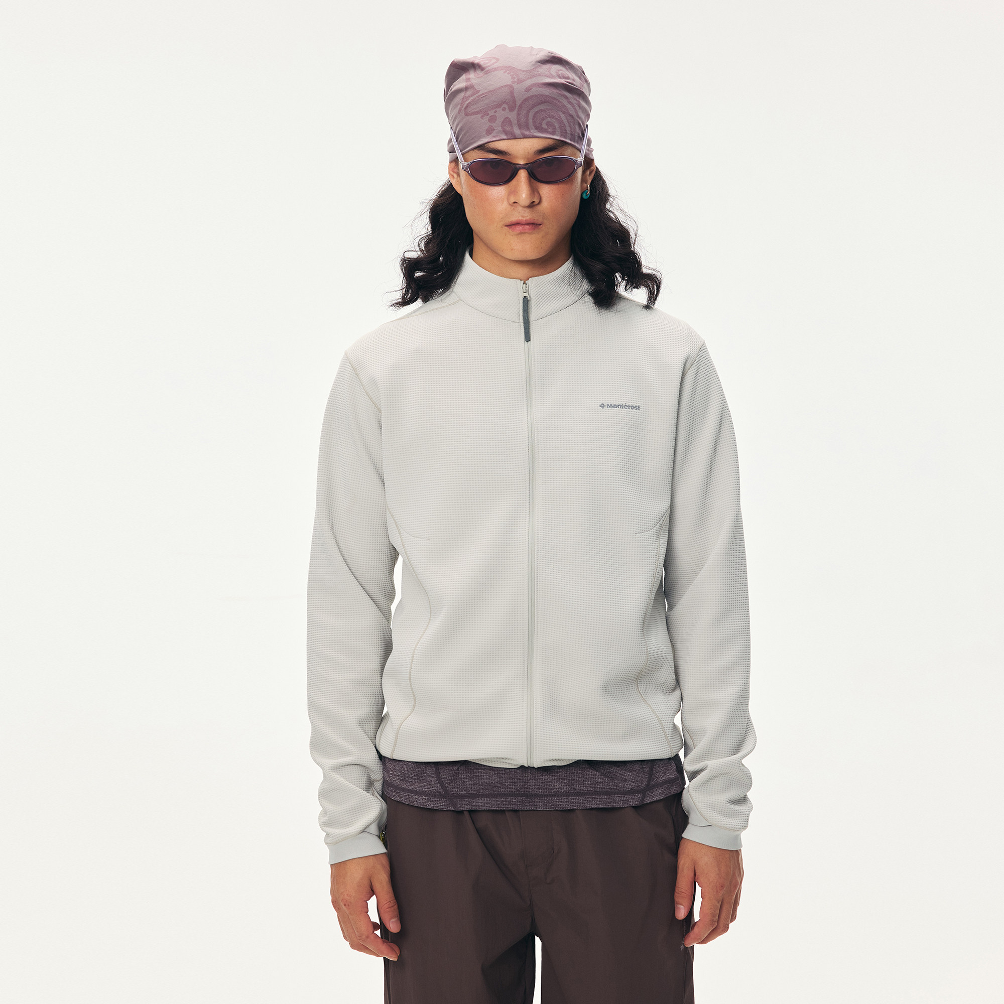 thumbnail for Instant Monterest Stand Collar Waffle Hide Mid-Layer Outdoor Antibacterial Quick-Dry Cardigan Jacket for Men