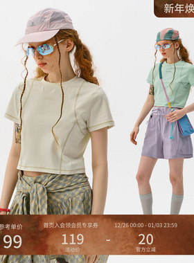 瞬时山野Monterest户外吸湿速干原纱5A抗菌LOGO印花运动短袖T女