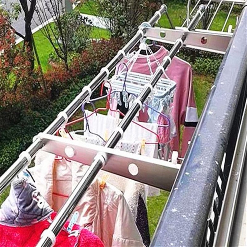 窗外晒衣架窗框晒被子p家用阳台边栏杆晾衣架防盗网挂衣牢固不锈