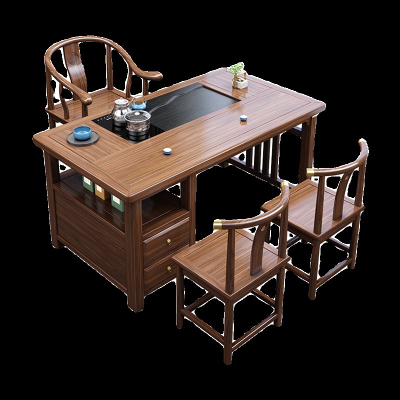 阳台茶桌椅组合新中m式功夫实木办公泡茶台套装一体家用小户型茶