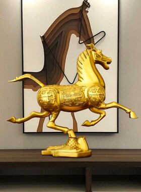 黄铜马踏飞燕摆件生肖马铜马家居店铺办公室O装饰品送礼马到成功