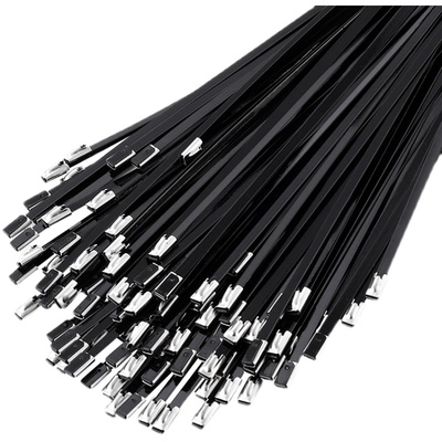 包塑不锈钢扎带304自锁式金y属包皮绝缘船用固定钢丝捆扎束缚绑带