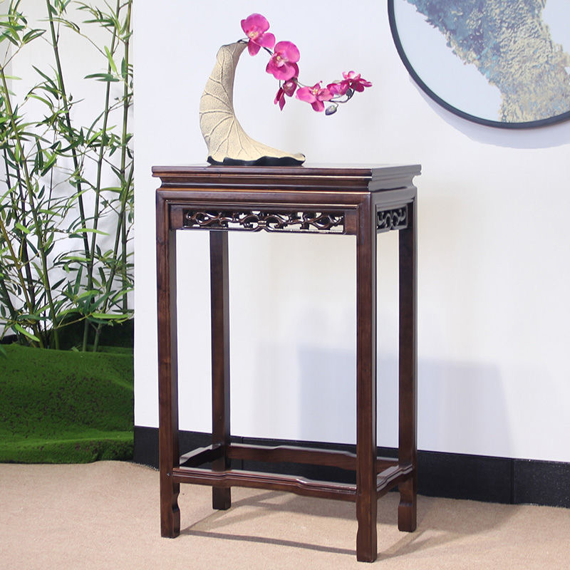 实木花架中e式置物架客厅落地式阳台多层木质鱼缸架奇石桌花盆架