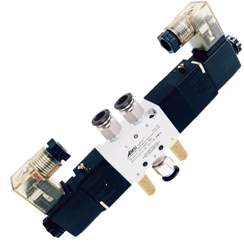 4V130E-06三位五o通电磁气动阀 气缸控制阀中泄式气阀 220V 24V
