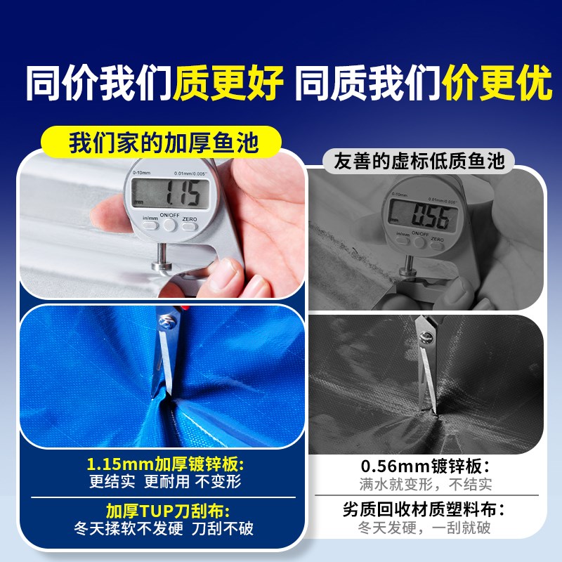 镀锌板帆布鱼池农用大型帆布蓄水池家用新游泳池室外高Y密度养殖