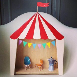 装饰儿童房收纳盒挂饰摆件房子马戏团免打孔小号置物架小木屋大