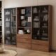 定制展示柜客厅一体实木书柜带玻璃门组合书房储物柜小户型置物柜