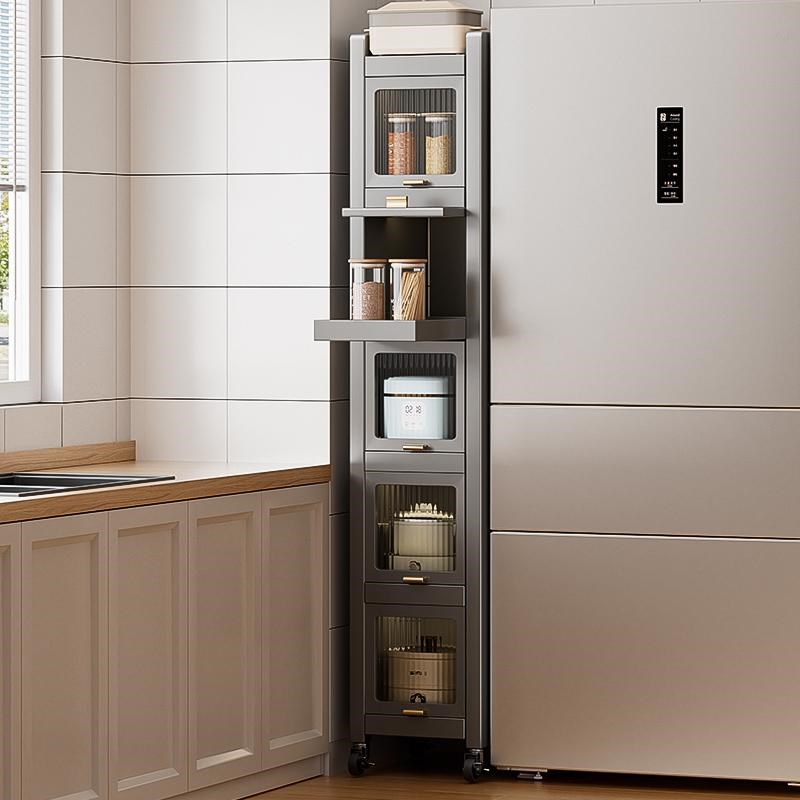 夹缝收纳柜厨房缝隙置物架冰w箱侧面抽拉柜卫生间超极窄缝储物边