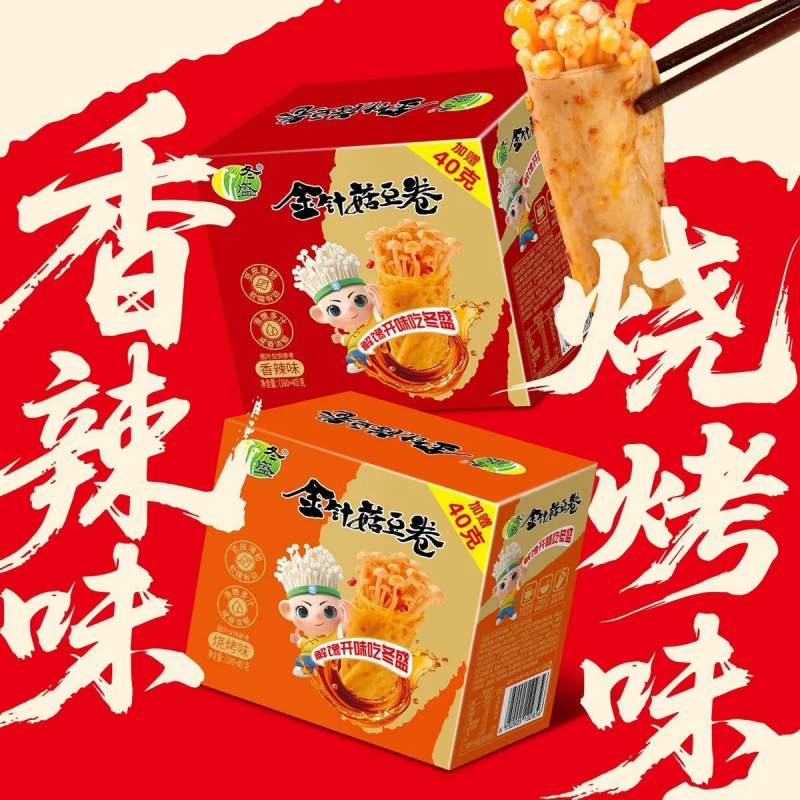 香辣金针菇豆卷小包零食