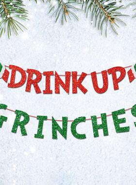 圣诞拉旗grinchs格林奇主题圣诞节派对装饰拉旗新年装饰横幅