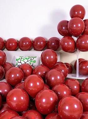 双层石榴红气球宝石红色结婚礼生日婚房装饰场景布置婚礼布置气球