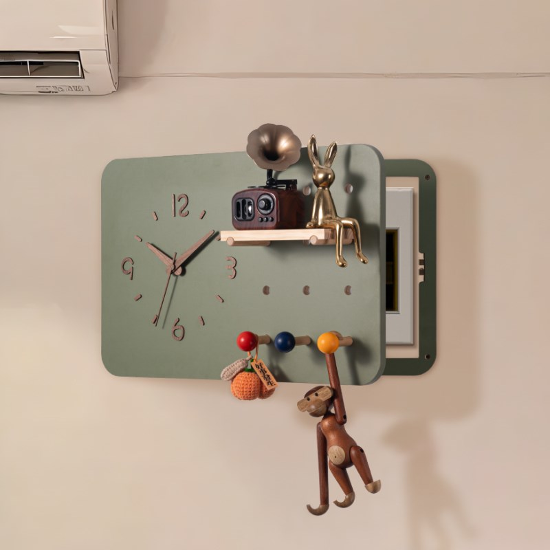 木工小舅 洞洞板电表箱盒遮挡时钟挂画  强配电箱盖板挂钟装饰画