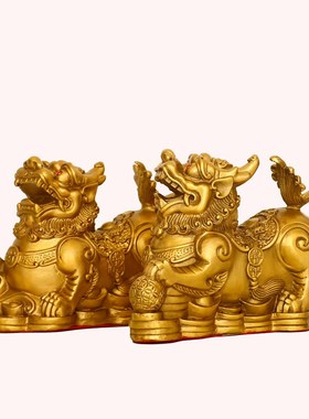 招财貔貅摆件铜貔貅大号一对公母皮丘聚财家居办公室店铺开业礼品