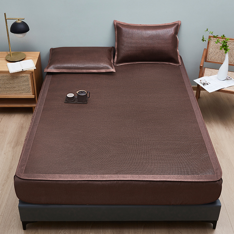 夏季2023新款加厚可折叠藤席凉席床笠款三件套全包固定草席子