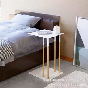 日式可移动边几 铁木结合小茶几 可移动桌子翻转角几床旁边桌