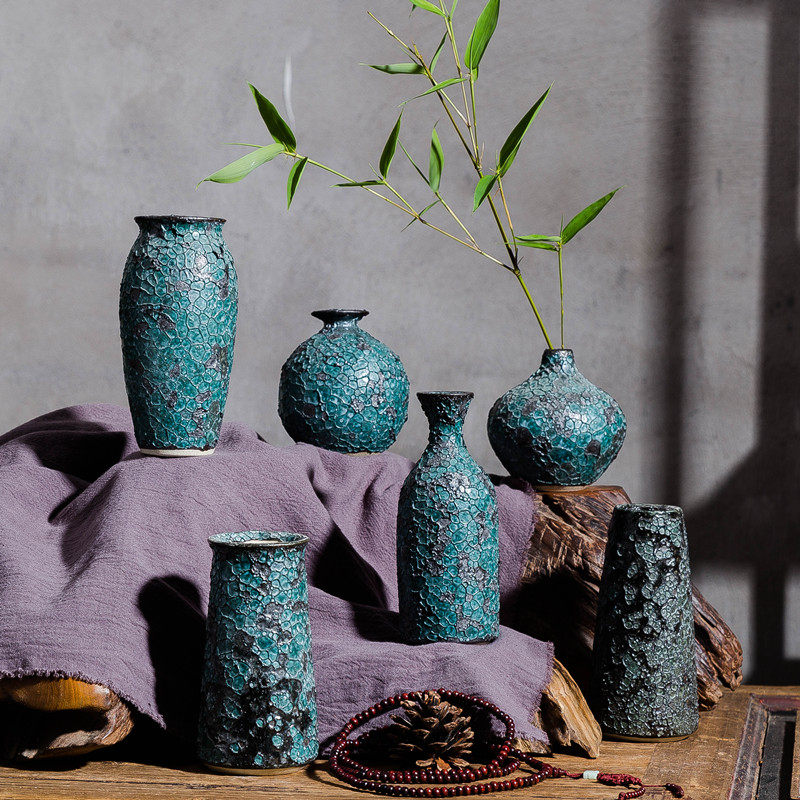 陶瓷小瓶家居办公室书桌水培复古粗陶罐插器创意装饰品,家居饰品,花瓶,淘宝优惠券,粉丝福利购,淘宝优惠卷