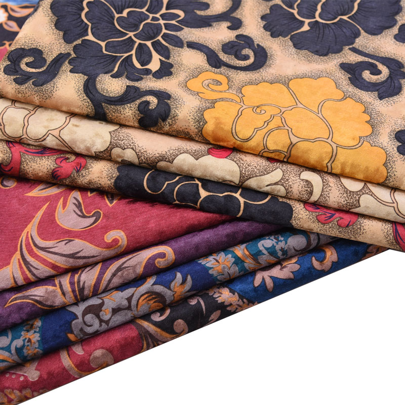 加厚冰花绒欧式沙发布料绒布印花面料风格金丝绒软包背景法兰绒布